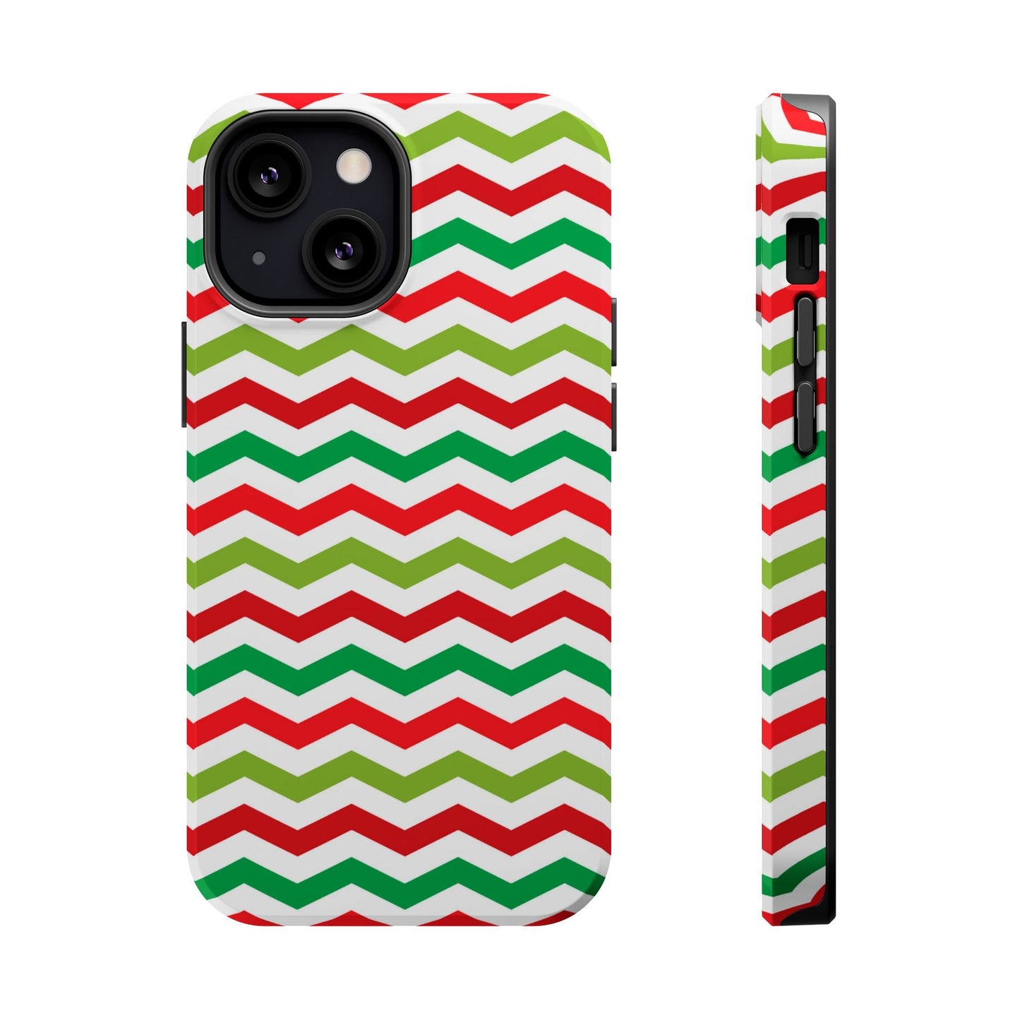 Vibrant Fiesta Chevron – Yellow Green, Green & Red Geometric MagSafe Case - BOGO Cases