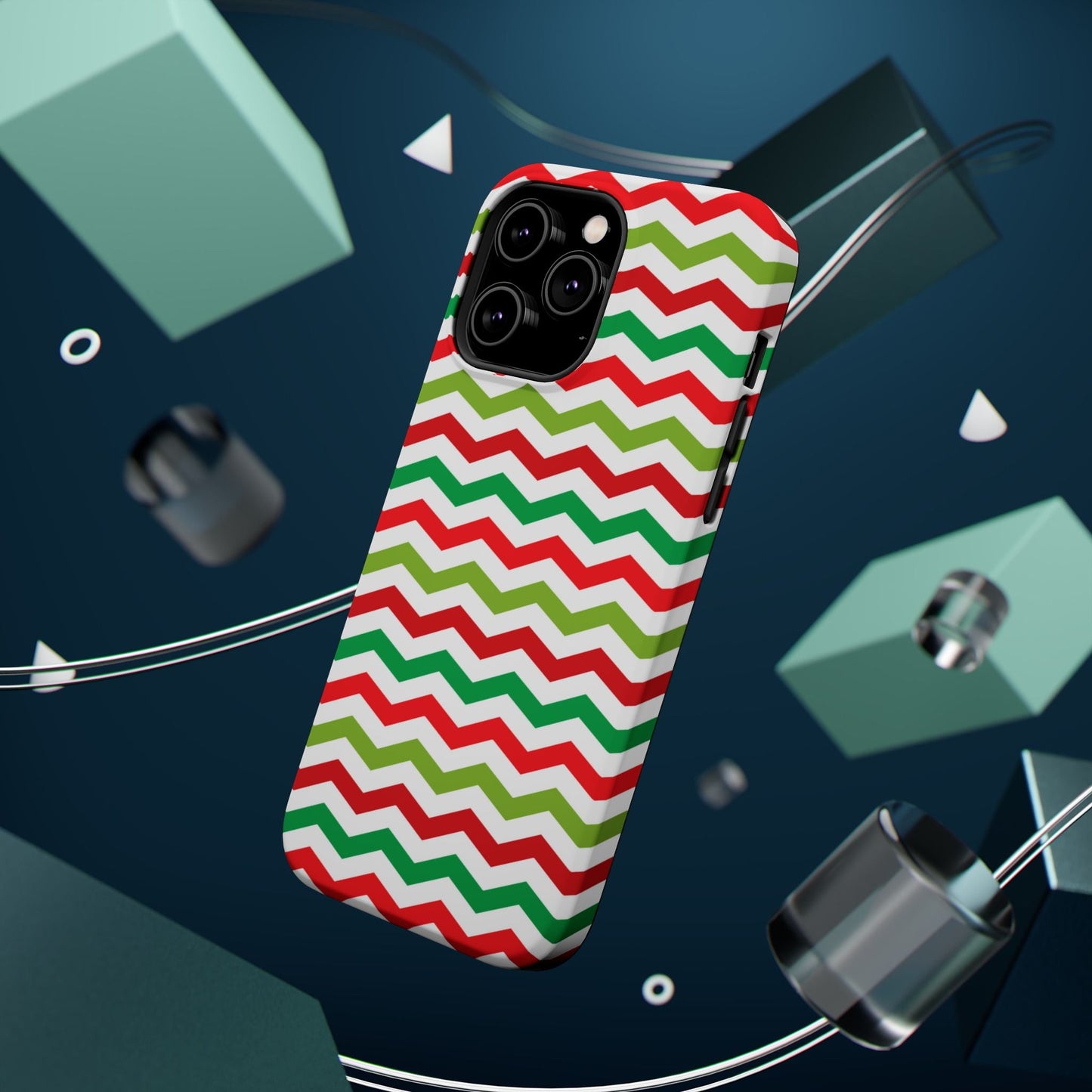Vibrant Fiesta Chevron – Yellow Green, Green & Red Geometric MagSafe Case - BOGO Cases
