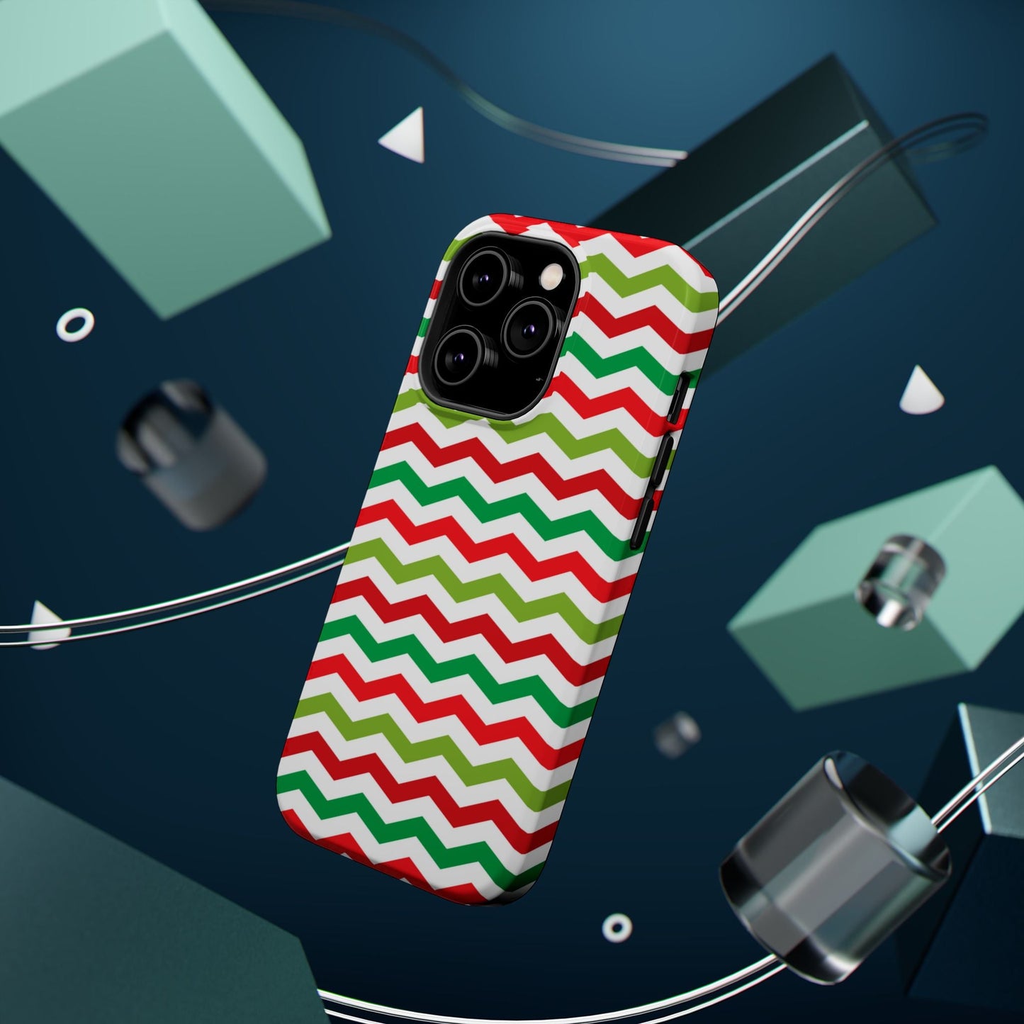 Vibrant Fiesta Chevron – Yellow Green, Green & Red Geometric MagSafe Case - BOGO Cases