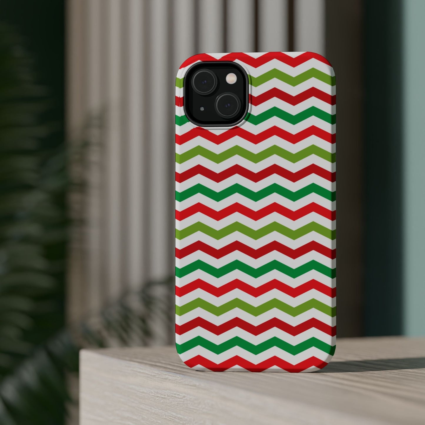 Vibrant Fiesta Chevron – Yellow Green, Green & Red Geometric MagSafe Case - BOGO Cases