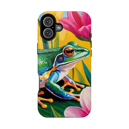 Vibrant Frog & Tropical Flowers - MagSafe iPhone Case - BOGO Cases