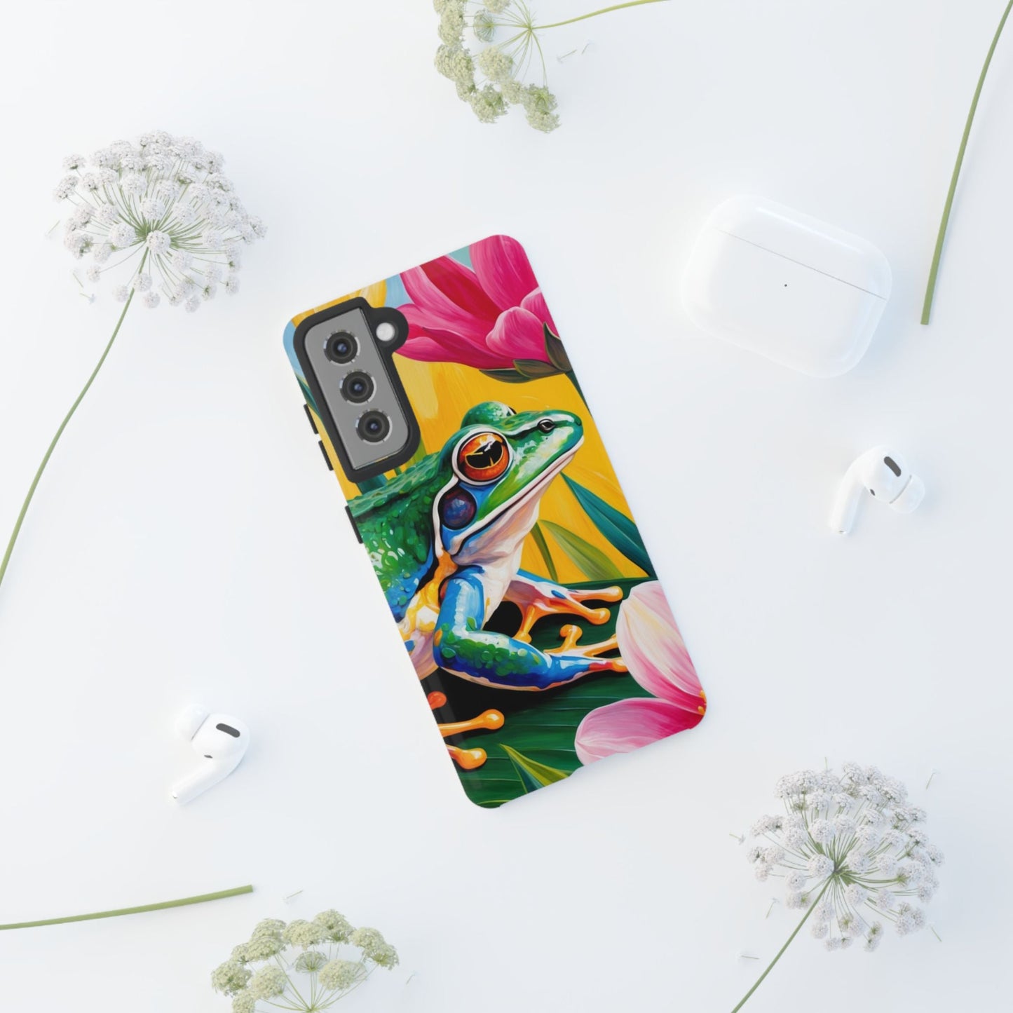 Vibrant Frog & Tropical Flowers - Samsung Galaxy Case - BOGO Cases