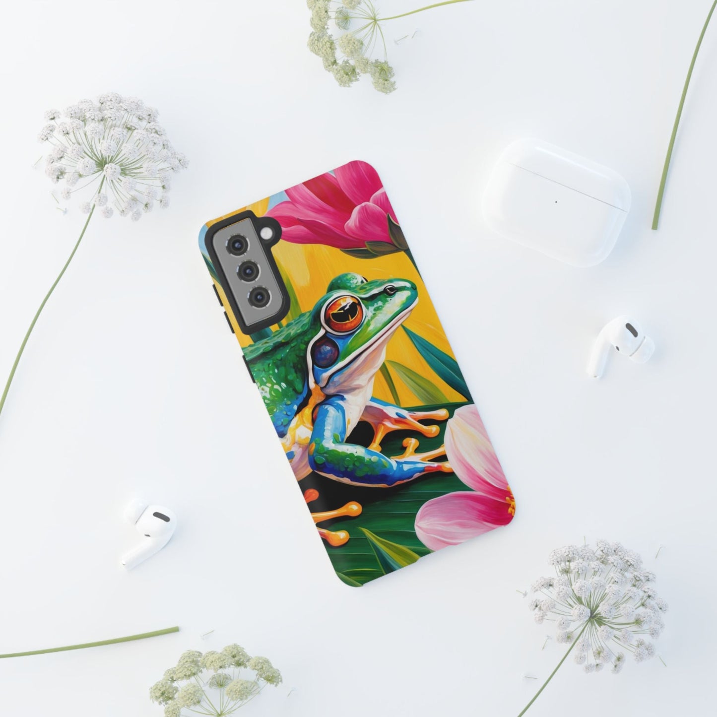 Vibrant Frog & Tropical Flowers - Samsung Galaxy Case - BOGO Cases