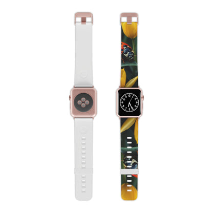 Vibrant Ladybug Amidst a Lush Yellow Flower Garden  Apple Watch Band - BOGO Cases