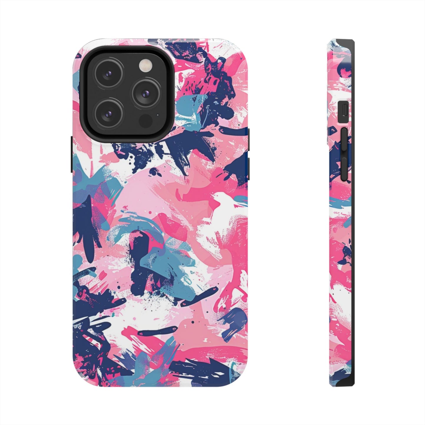 Vibrant Pink & Navy Abstract Splash – iPhone Case - BOGO Cases