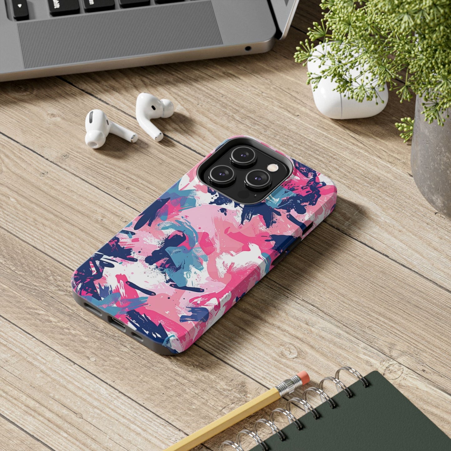 Vibrant Pink & Navy Abstract Splash – iPhone Case - BOGO Cases