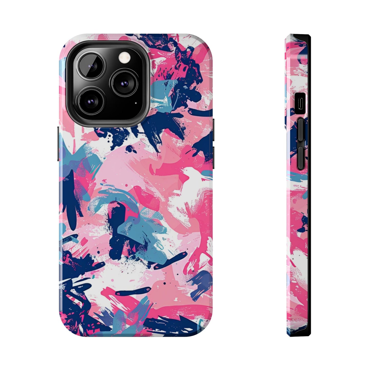 Vibrant Pink & Navy Abstract Splash – iPhone Case - BOGO Cases