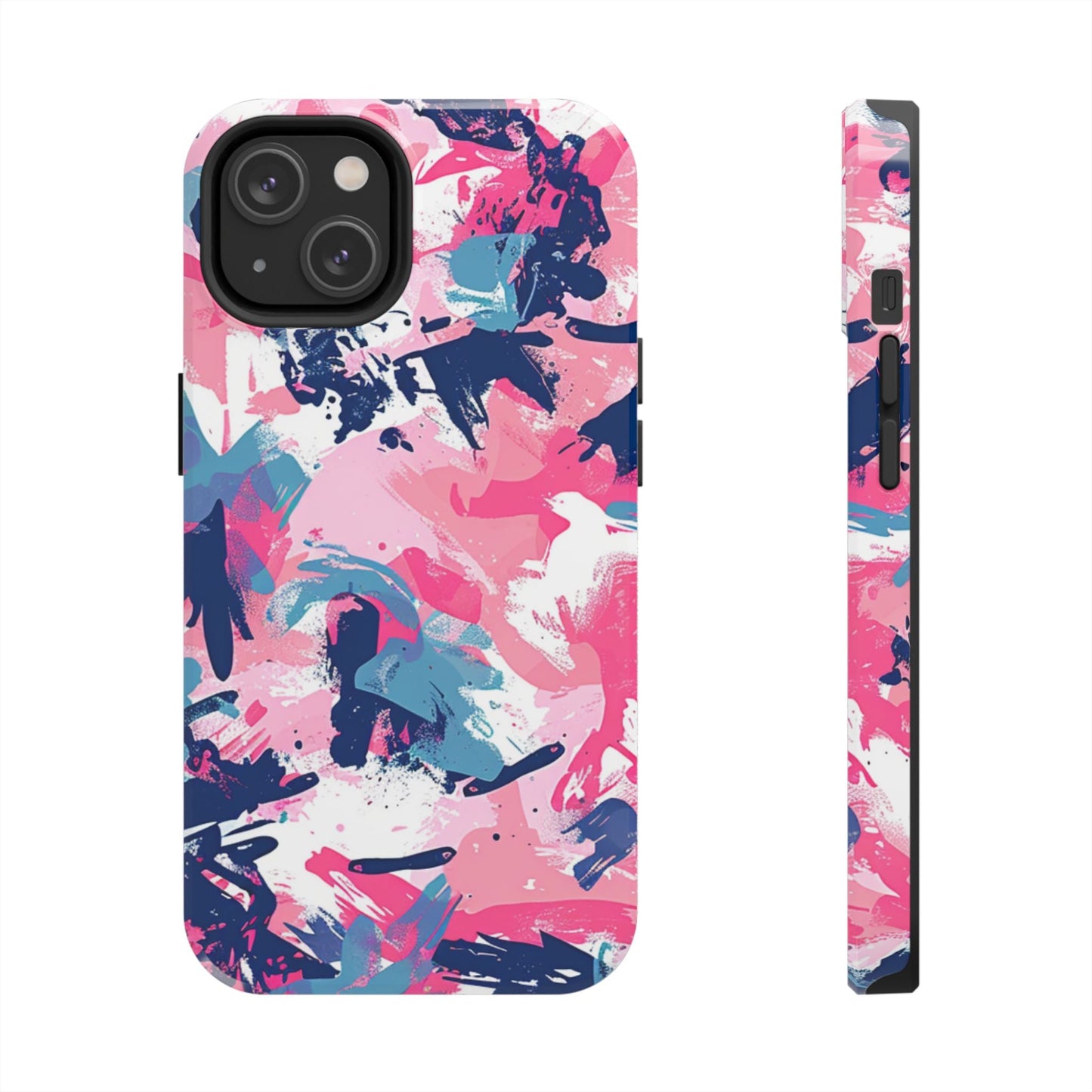 Vibrant Pink & Navy Abstract Splash – iPhone Case - BOGO Cases