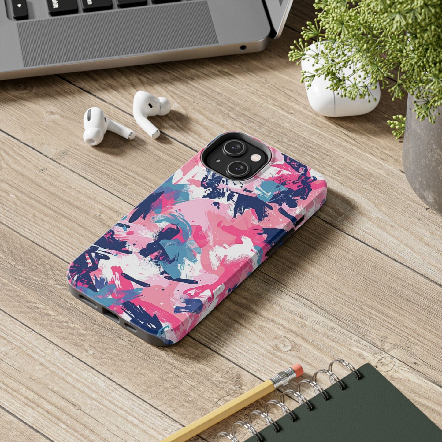 Vibrant Pink & Navy Abstract Splash – iPhone Case - BOGO Cases