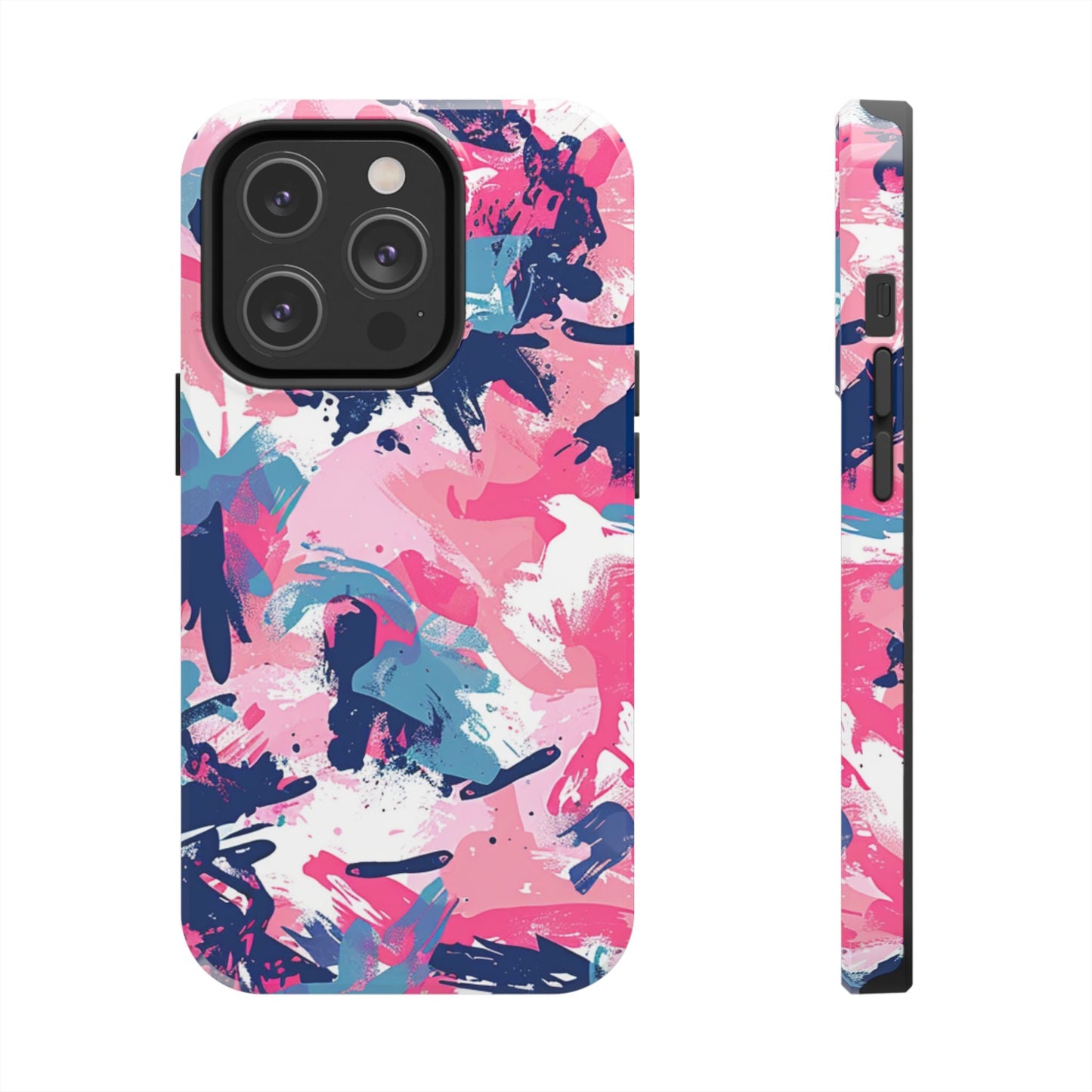 Vibrant Pink & Navy Abstract Splash – iPhone Case - BOGO Cases