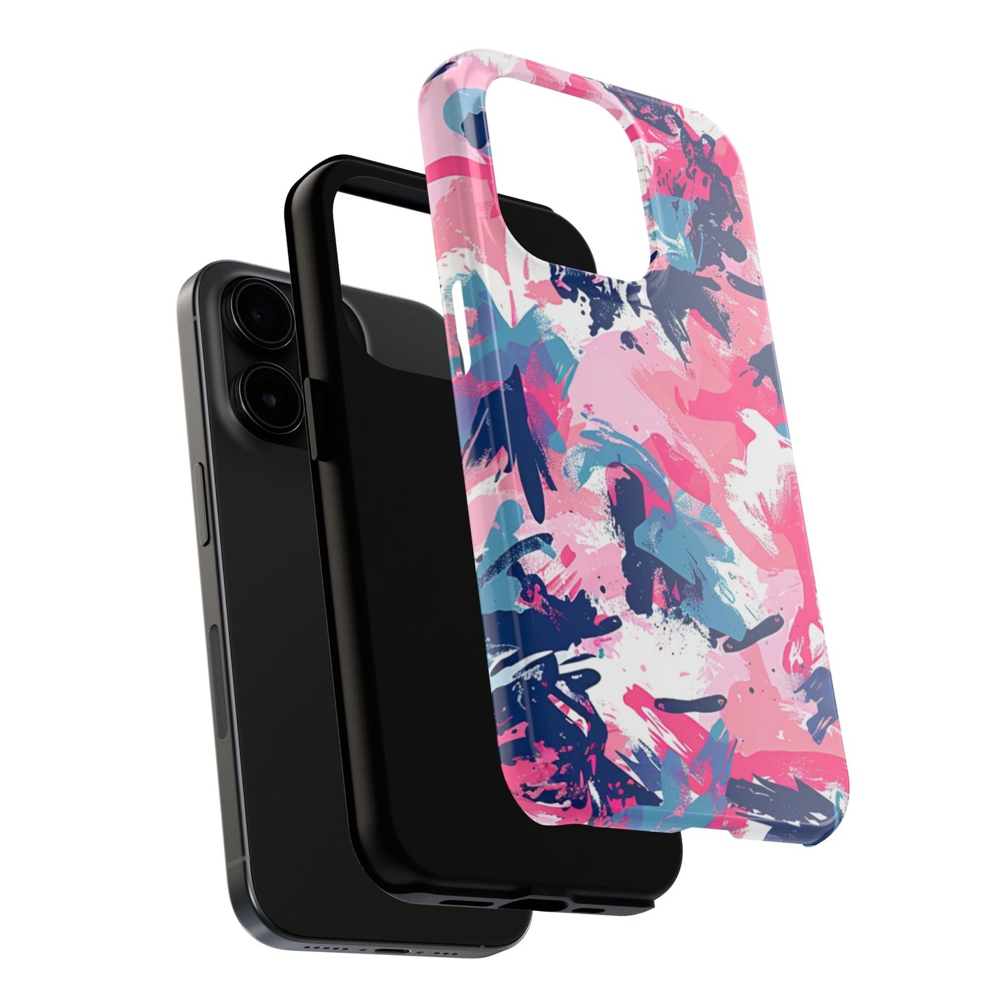 Vibrant Pink & Navy Abstract Splash – iPhone Case - BOGO Cases