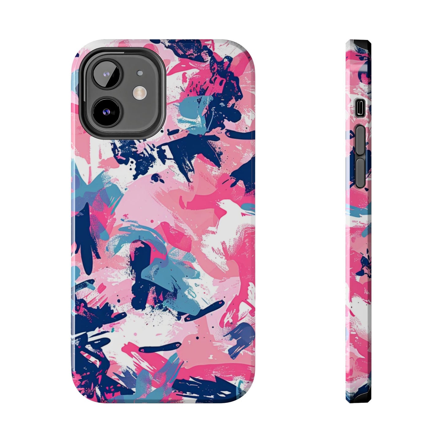 Vibrant Pink & Navy Abstract Splash – iPhone Case - BOGO Cases