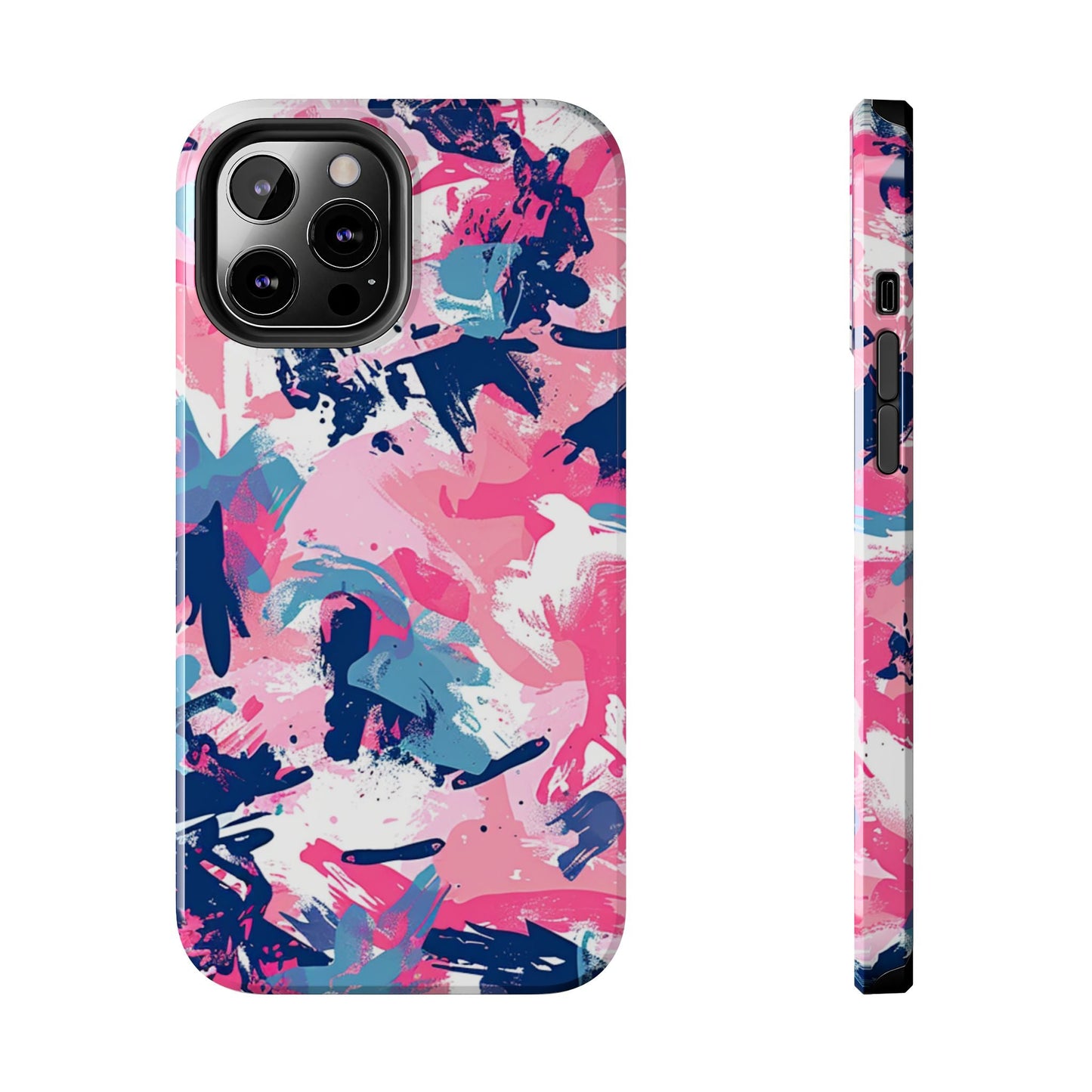 Vibrant Pink & Navy Abstract Splash – iPhone Case - BOGO Cases