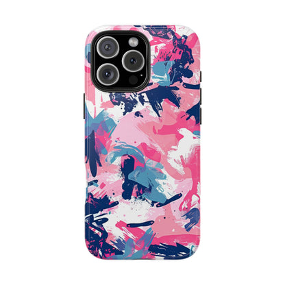 Vibrant Pink & Navy Abstract Splash – iPhone Case - BOGO Cases