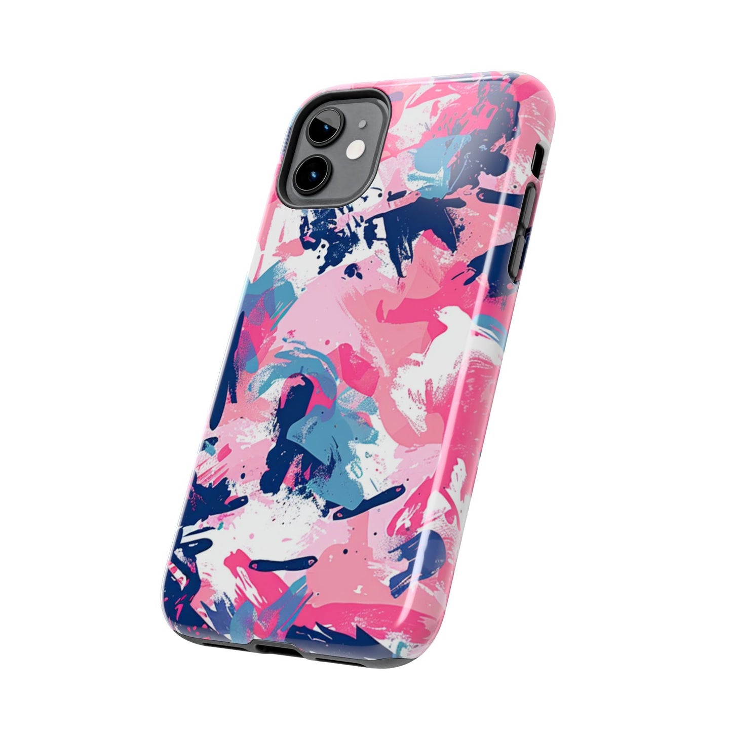 Vibrant Pink & Navy Abstract Splash – iPhone Case - BOGO Cases