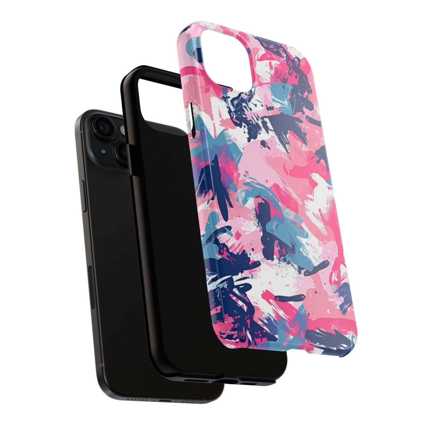 Vibrant Pink & Navy Abstract Splash – iPhone Case - BOGO Cases