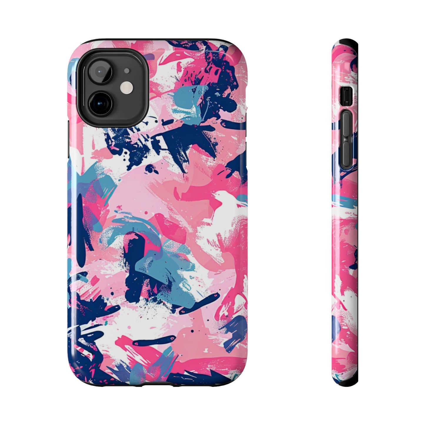 Vibrant Pink & Navy Abstract Splash – iPhone Case - BOGO Cases