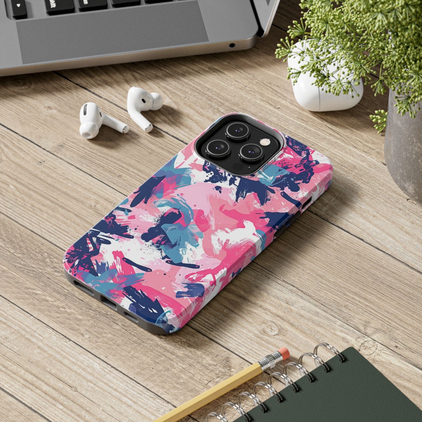 Vibrant Pink & Navy Abstract Splash – iPhone Case - BOGO Cases