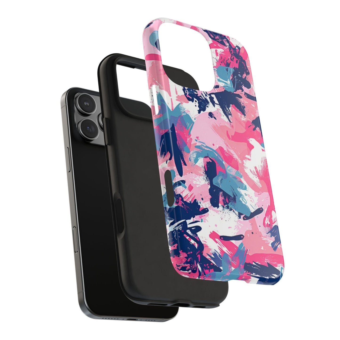 Vibrant Pink & Navy Abstract Splash – iPhone Case - BOGO Cases