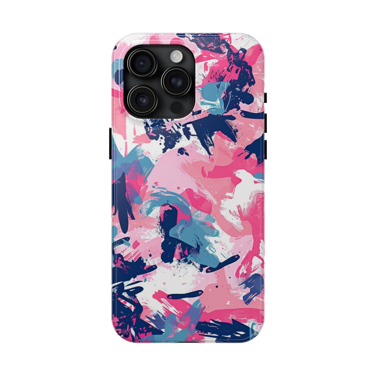 Vibrant Pink & Navy Abstract Splash – iPhone Case - BOGO Cases