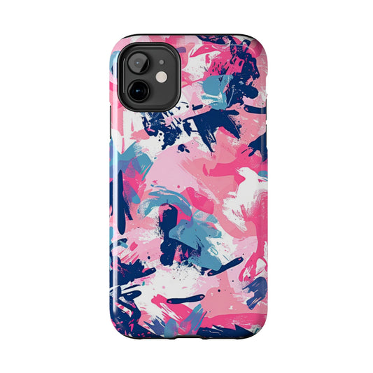 Vibrant Pink & Navy Abstract Splash – iPhone Case - BOGO Cases