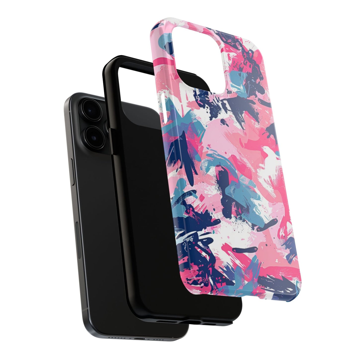 Vibrant Pink & Navy Abstract Splash – iPhone Case - BOGO Cases