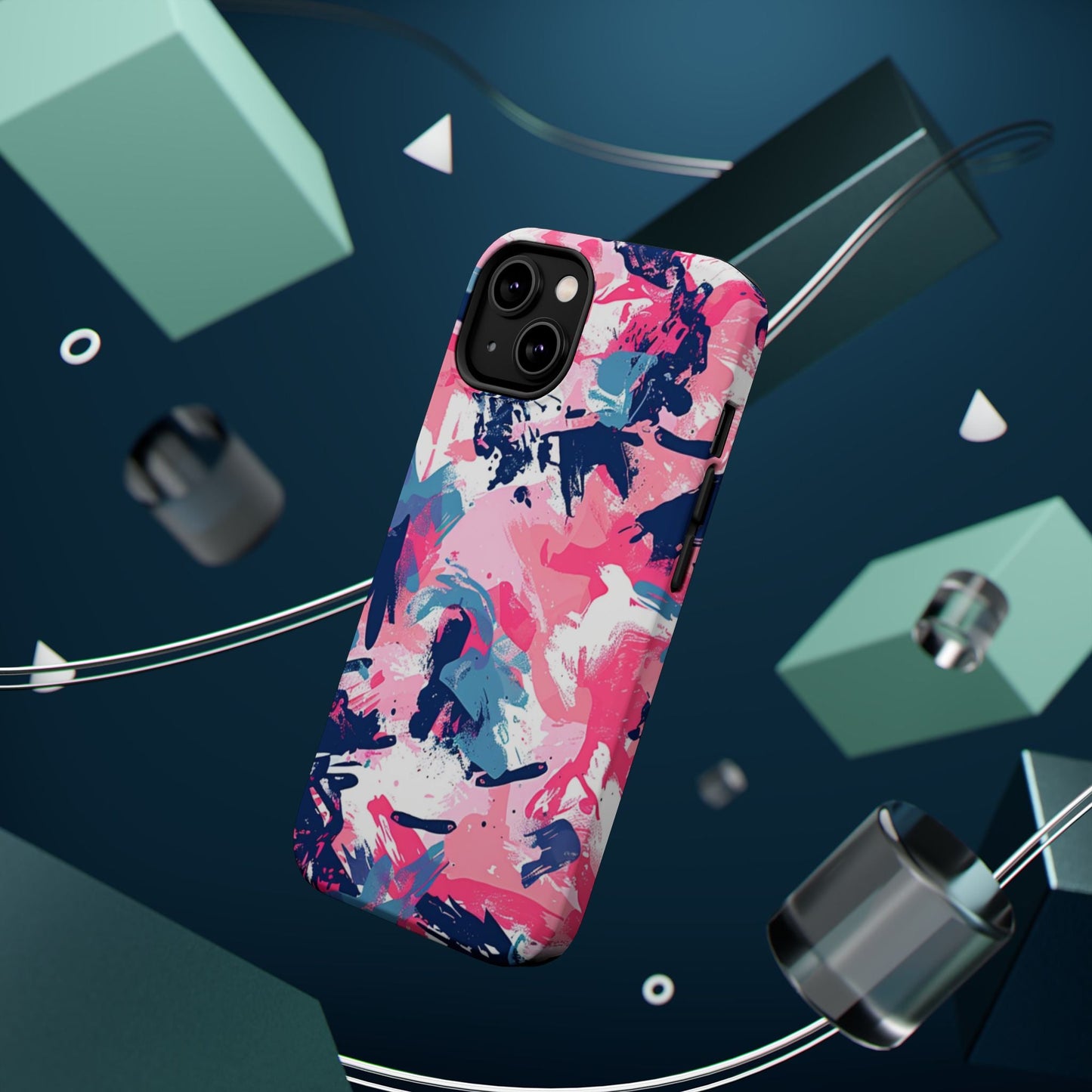 Vibrant Pink & Navy Abstract Splash – MagSafe iPhone Case - BOGO Cases