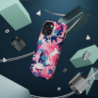 Vibrant Pink & Navy Abstract Splash – MagSafe iPhone Case - BOGO Cases