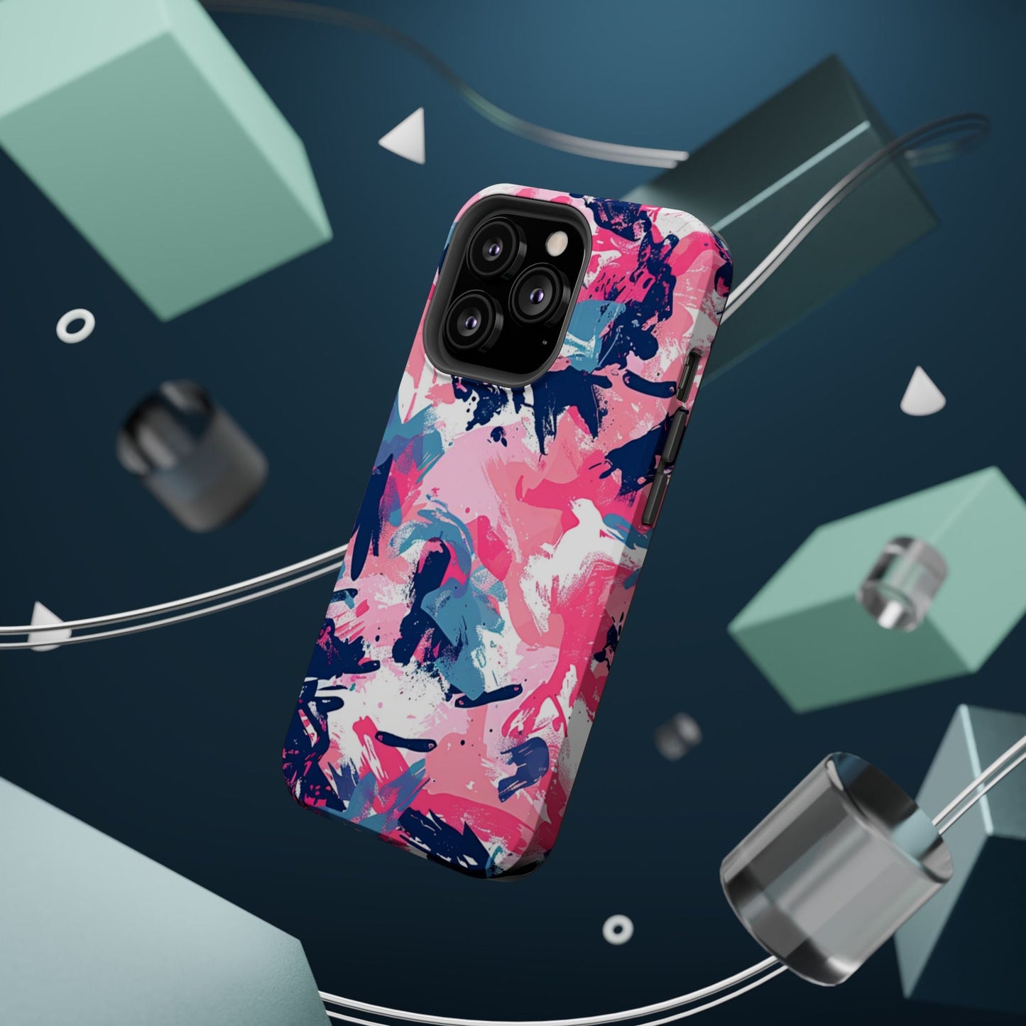 Vibrant Pink & Navy Abstract Splash – MagSafe iPhone Case - BOGO Cases
