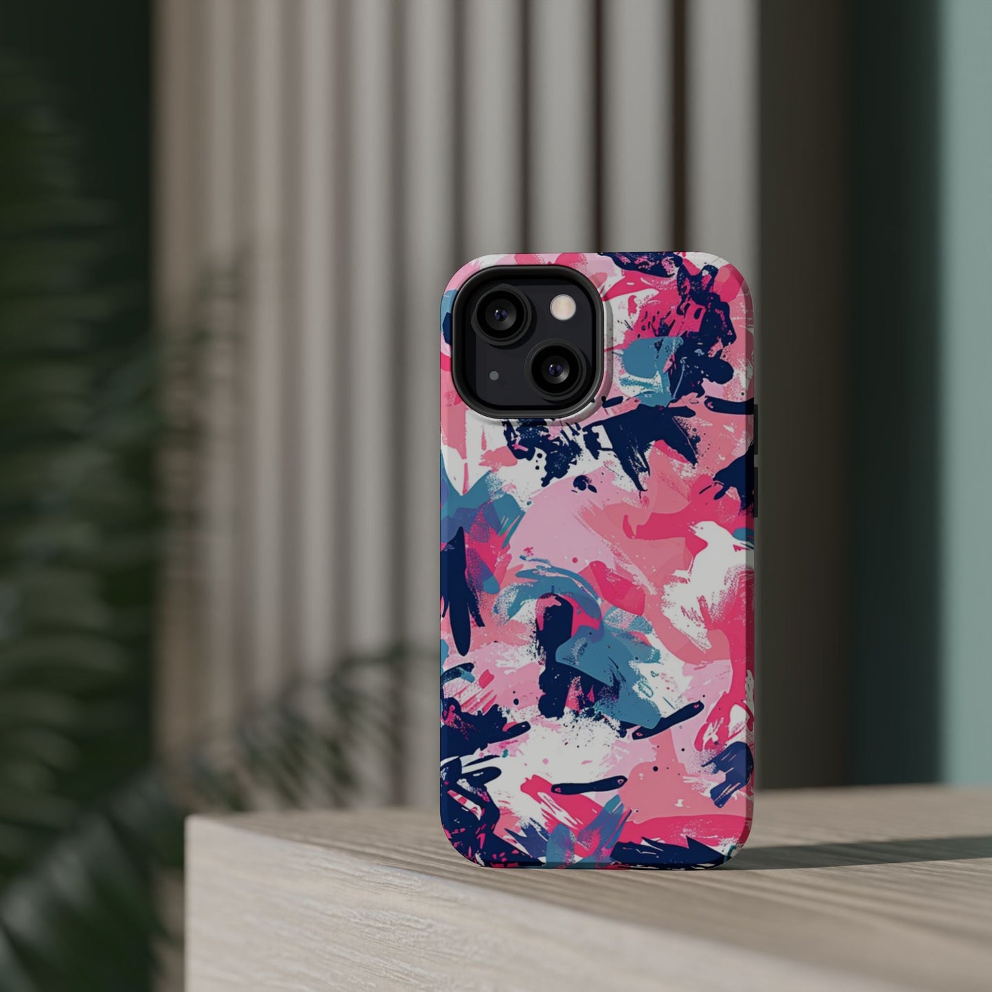Vibrant Pink & Navy Abstract Splash – MagSafe iPhone Case - BOGO Cases