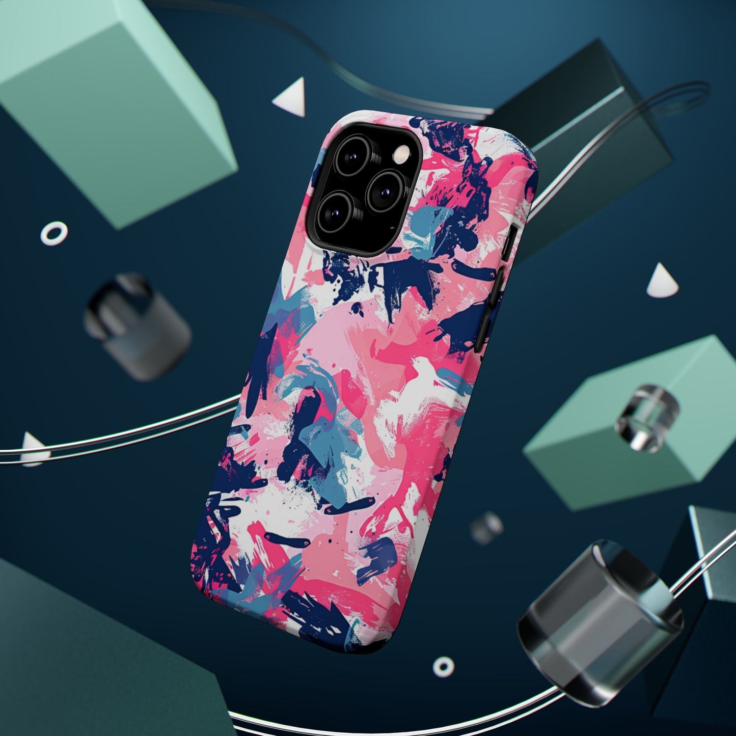 Vibrant Pink & Navy Abstract Splash – MagSafe iPhone Case - BOGO Cases