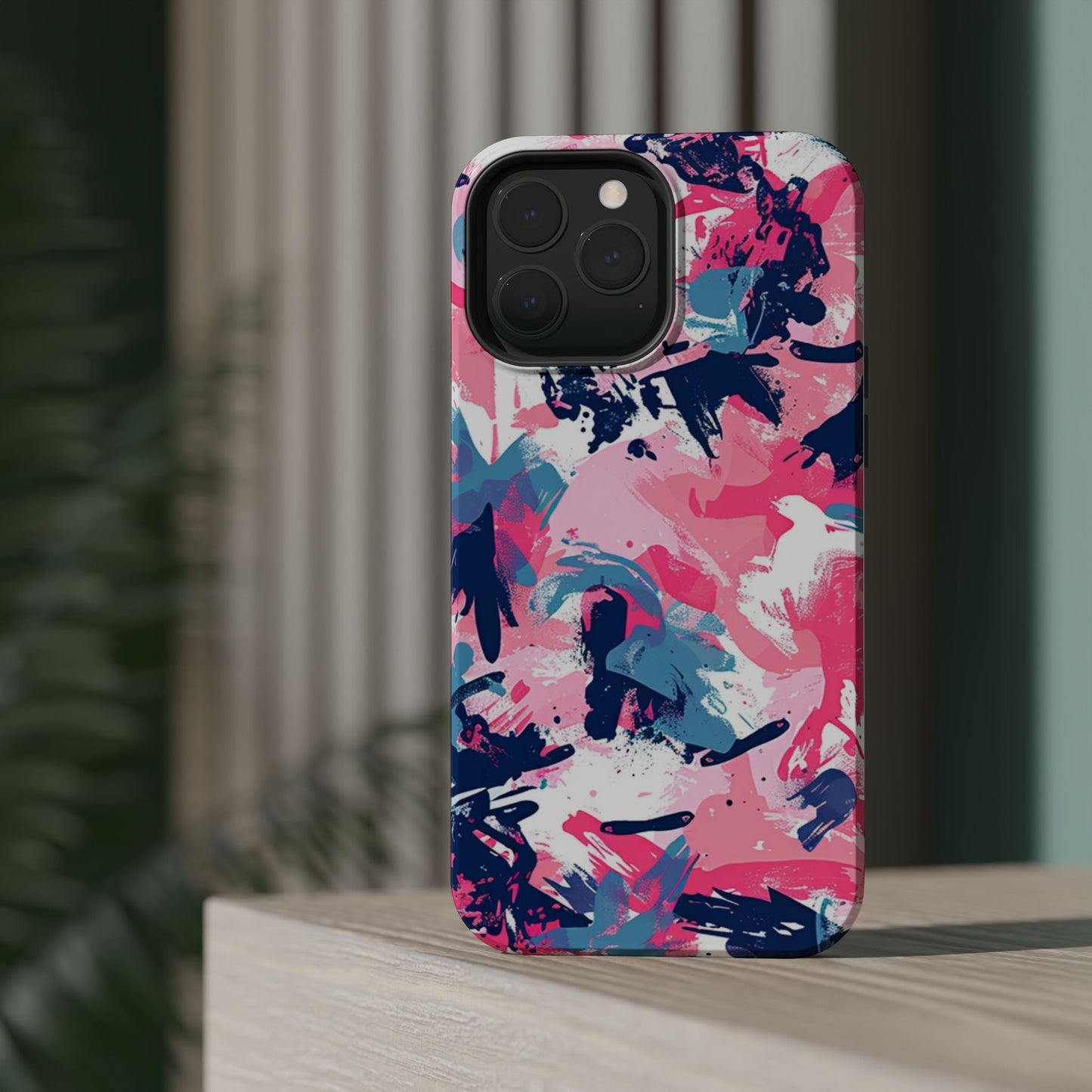 Vibrant Pink & Navy Abstract Splash – MagSafe iPhone Case - BOGO Cases