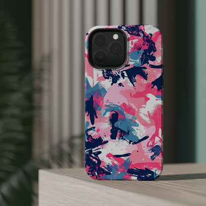 Vibrant Pink & Navy Abstract Splash – MagSafe iPhone Case - BOGO Cases