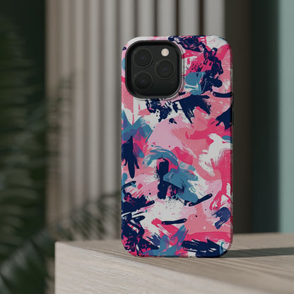 Vibrant Pink & Navy Abstract Splash – MagSafe iPhone Case - BOGO Cases