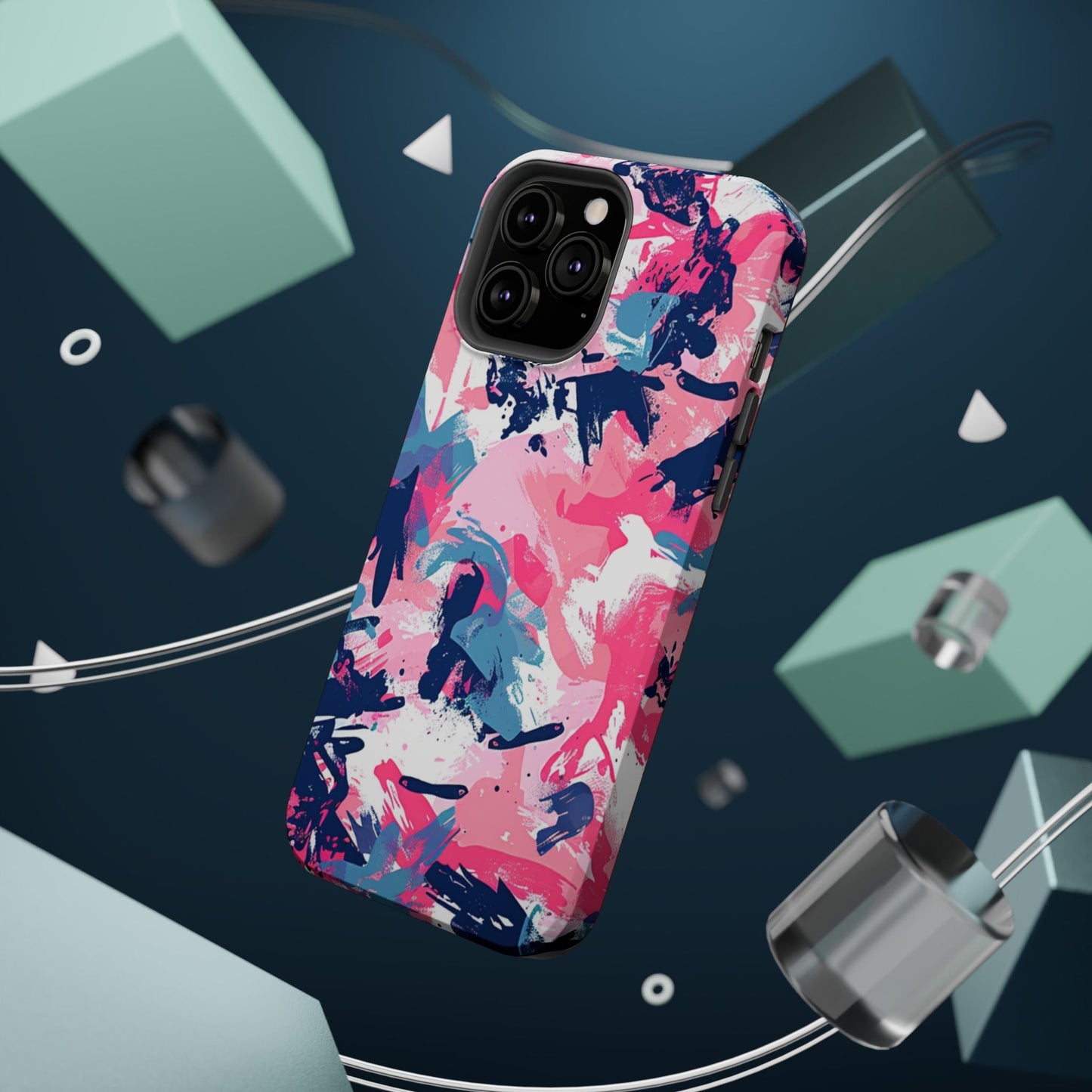 Vibrant Pink & Navy Abstract Splash – MagSafe iPhone Case - BOGO Cases