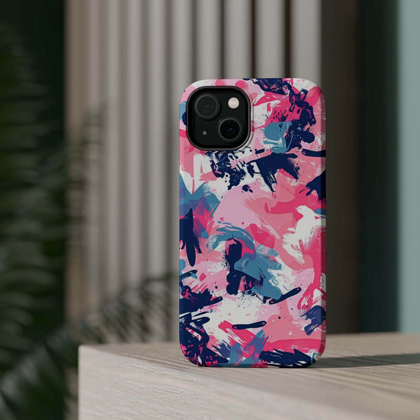 Vibrant Pink & Navy Abstract Splash – MagSafe iPhone Case - BOGO Cases