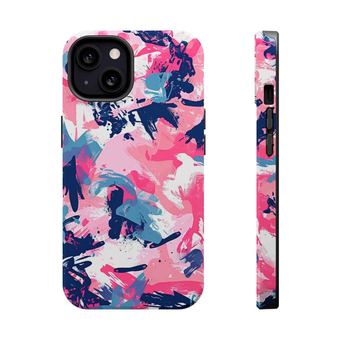 Vibrant Pink & Navy Abstract Splash – MagSafe iPhone Case - BOGO Cases