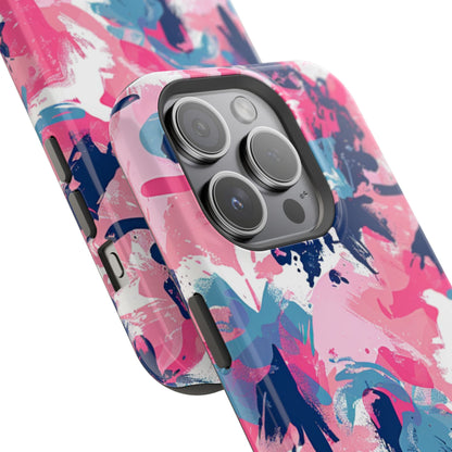 Vibrant Pink & Navy Abstract Splash – MagSafe iPhone Case - BOGO Cases