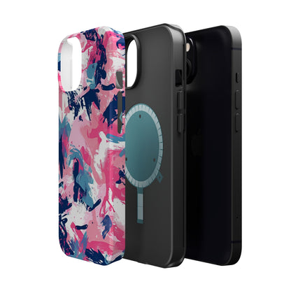 Vibrant Pink & Navy Abstract Splash – MagSafe iPhone Case - BOGO Cases