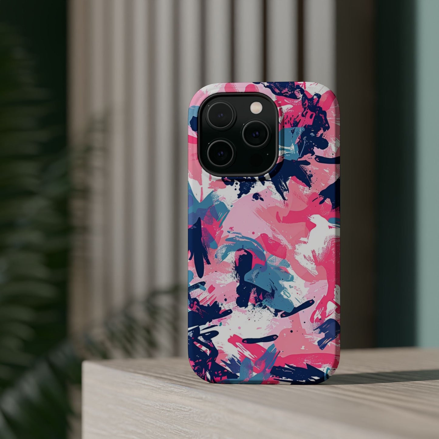 Vibrant Pink & Navy Abstract Splash – MagSafe iPhone Case - BOGO Cases