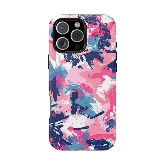 Vibrant Pink & Navy Abstract Splash – MagSafe iPhone Case - BOGO Cases