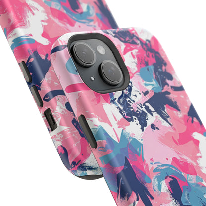 Vibrant Pink & Navy Abstract Splash – MagSafe iPhone Case - BOGO Cases