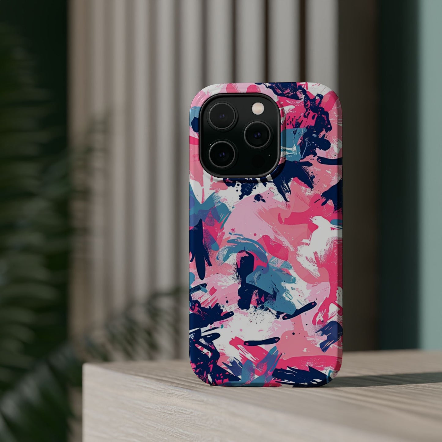 Vibrant Pink & Navy Abstract Splash – MagSafe iPhone Case - BOGO Cases