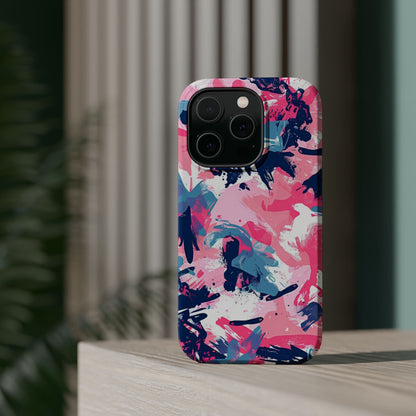 Vibrant Pink & Navy Abstract Splash – MagSafe iPhone Case - BOGO Cases
