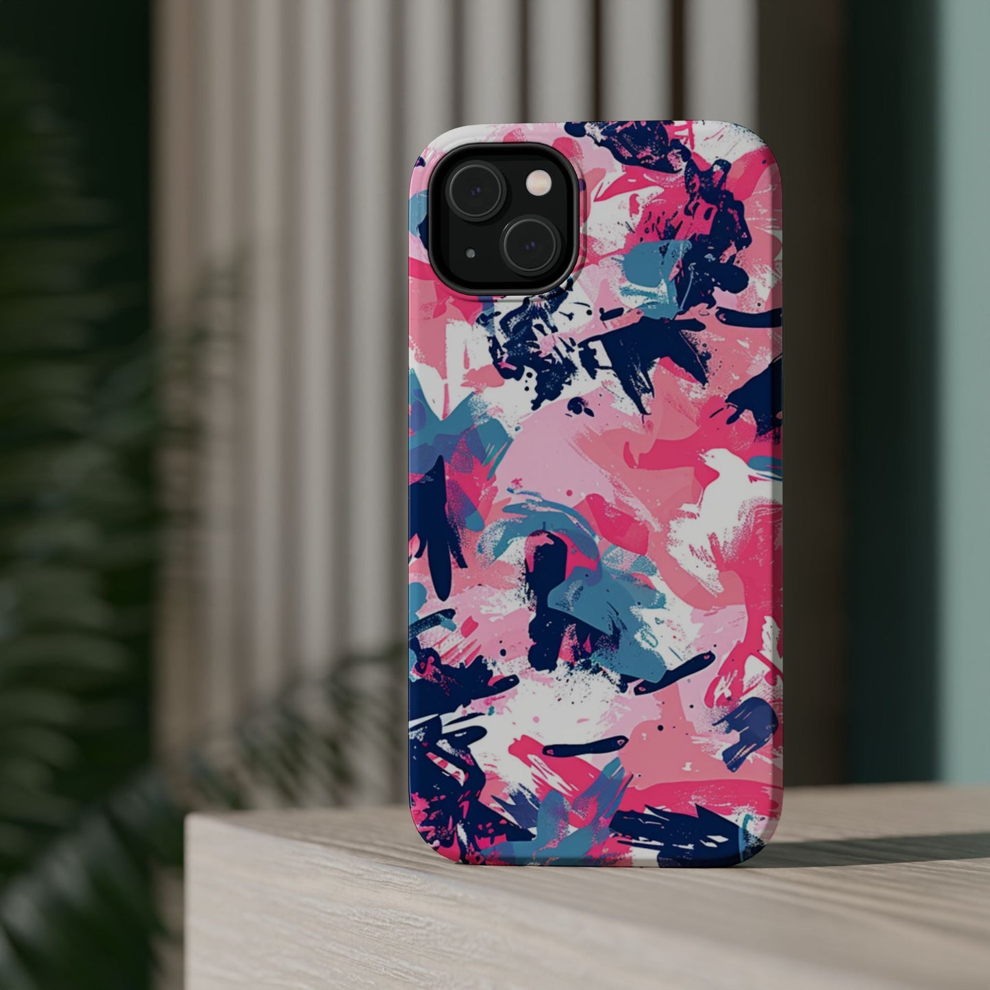 Vibrant Pink & Navy Abstract Splash – MagSafe iPhone Case - BOGO Cases