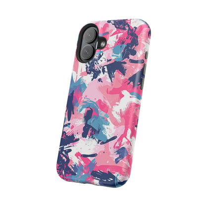Vibrant Pink & Navy Abstract Splash – MagSafe iPhone Case - BOGO Cases