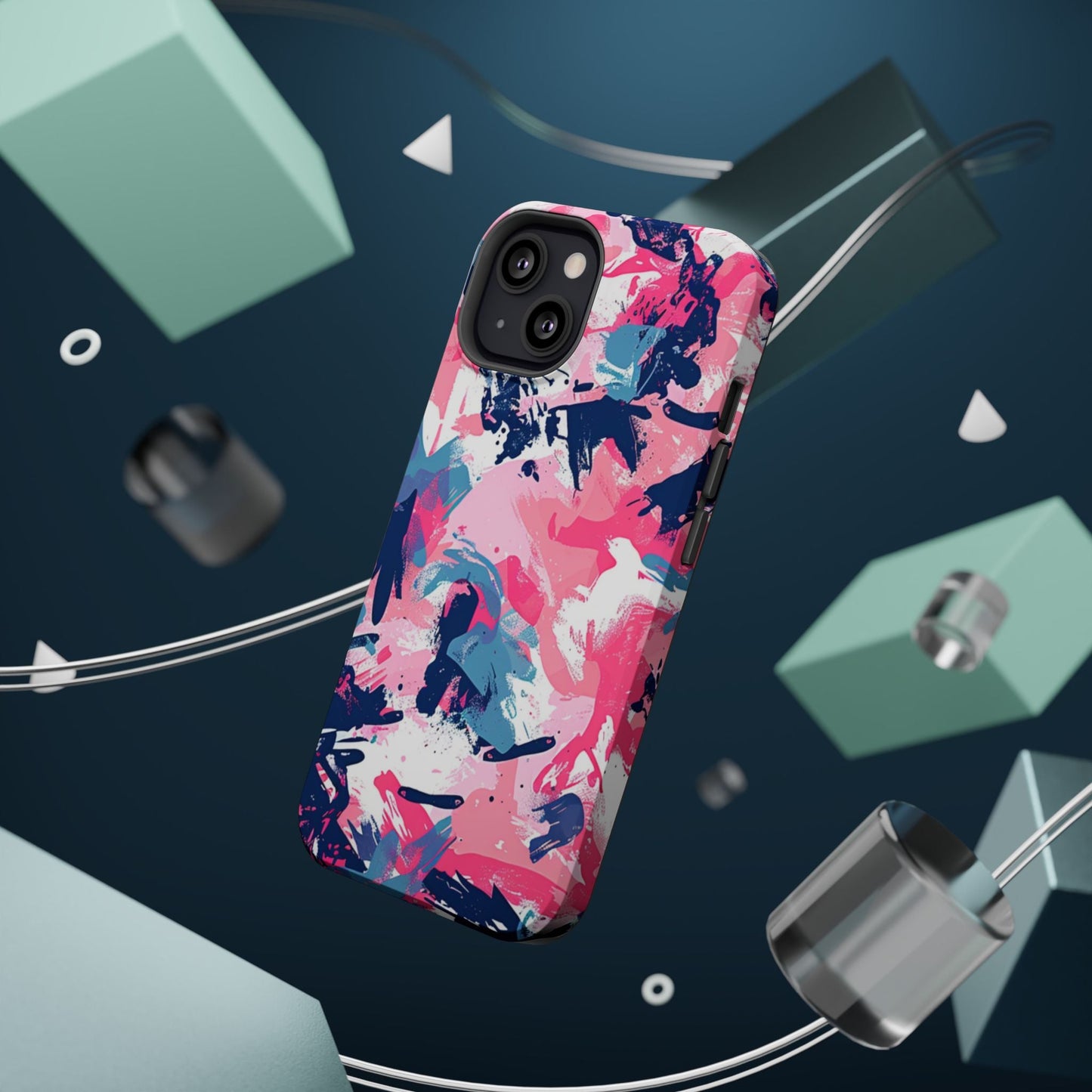Vibrant Pink & Navy Abstract Splash – MagSafe iPhone Case - BOGO Cases