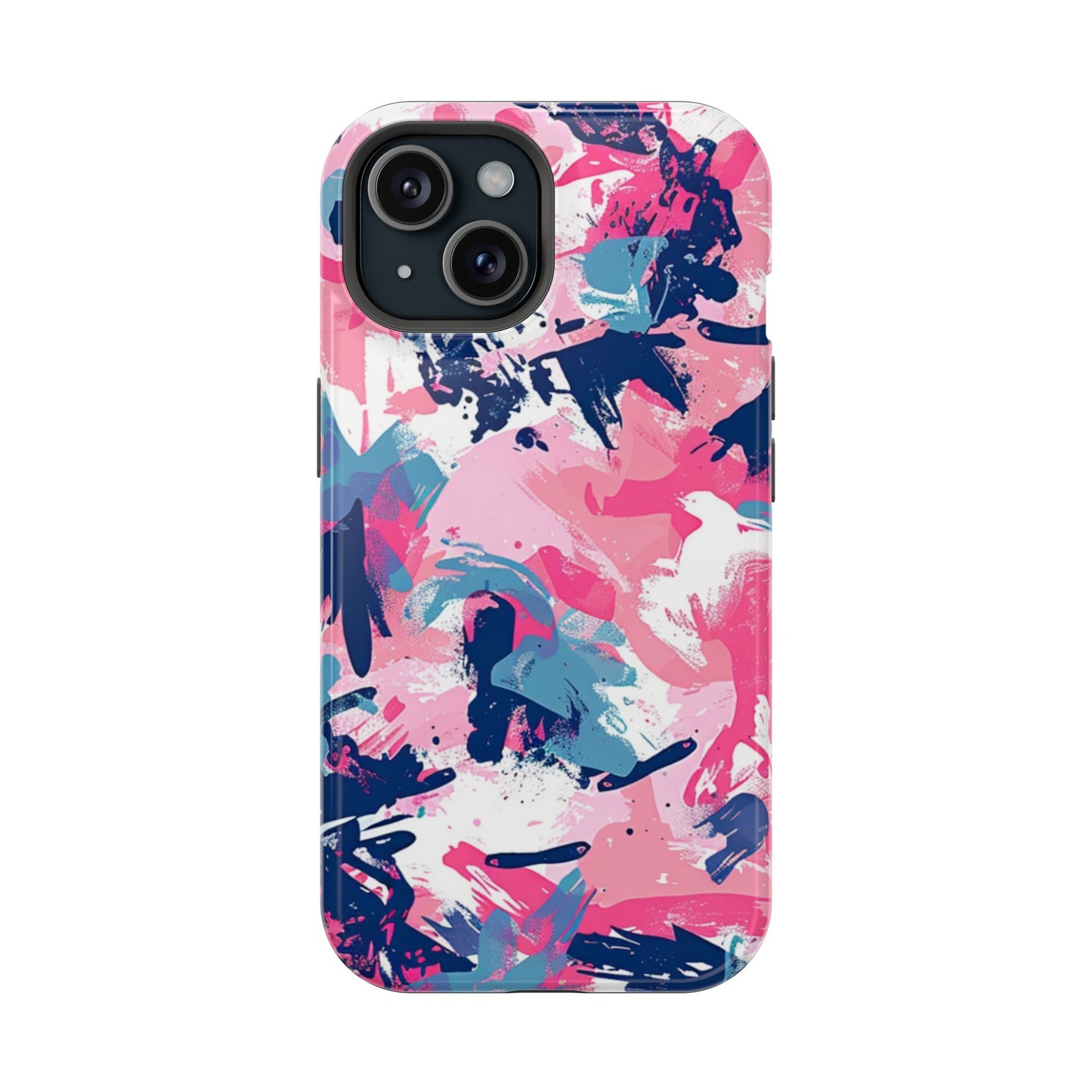Vibrant Pink & Navy Abstract Splash – MagSafe iPhone Case - BOGO Cases