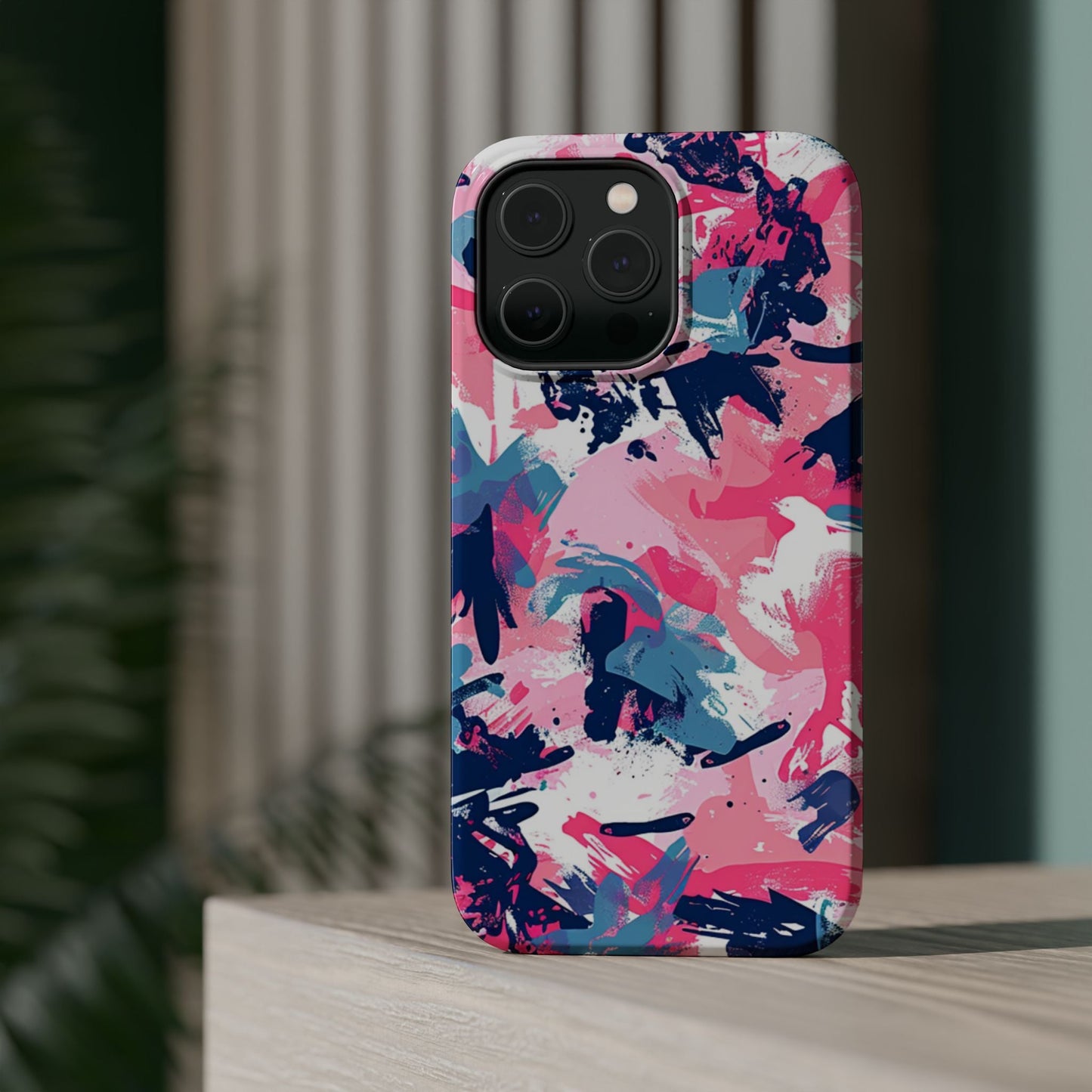 Vibrant Pink & Navy Abstract Splash – MagSafe iPhone Case - BOGO Cases