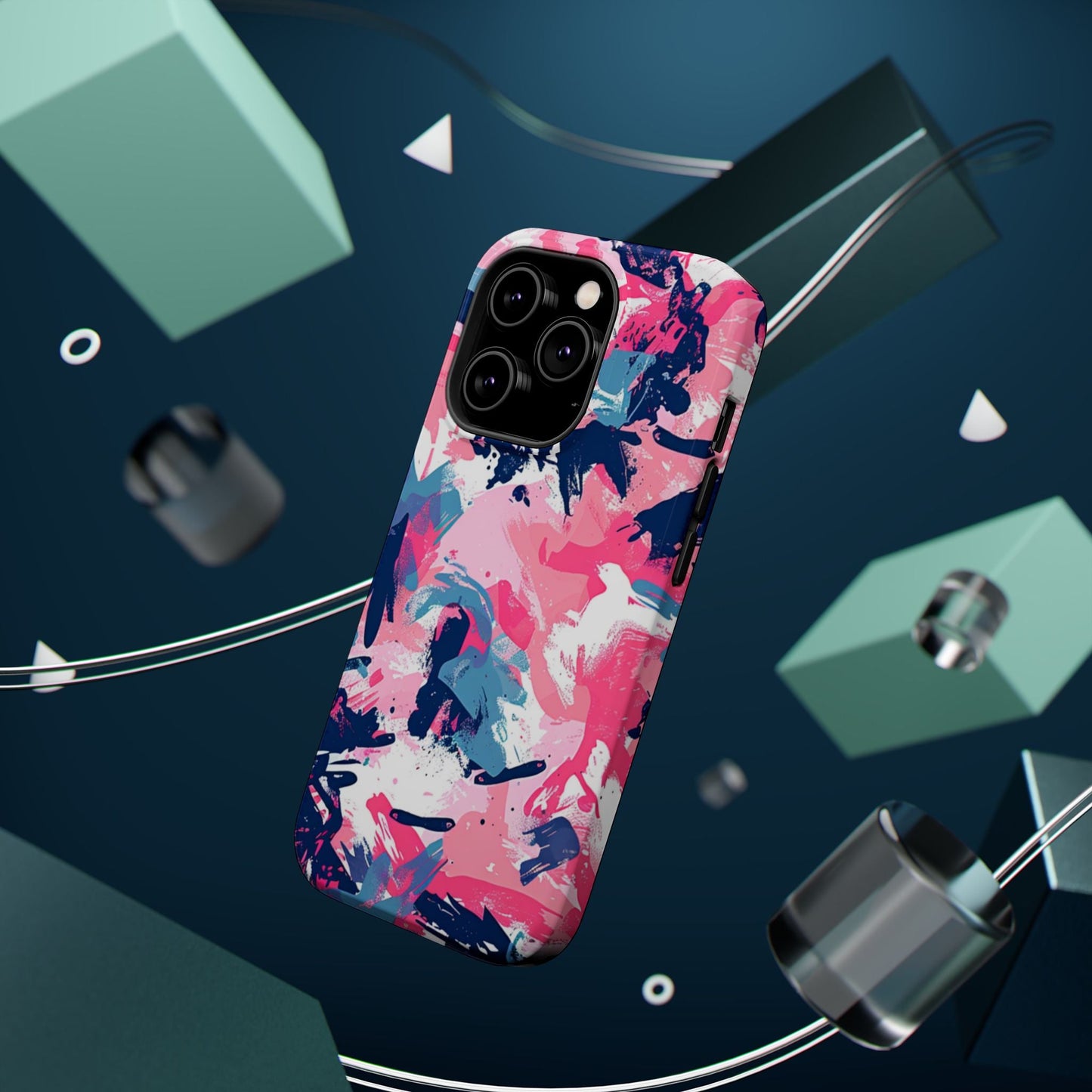 Vibrant Pink & Navy Abstract Splash – MagSafe iPhone Case - BOGO Cases